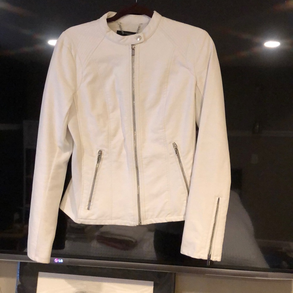 White faux leather jacket